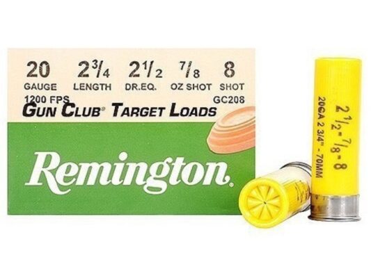 Remington Gun Club Target Load 20 Gauge, 2-3/4" 7/8 oz. #8 Shot, 250 Round Case
